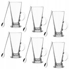 ZESTAW 6 szt. SZKLANKI I ŁYŻECZKI DŁUGIE DO KAWY LATTE MACCHIATO KOMPLET do cappuccino, 280 ml, szkło, przezroczyste
