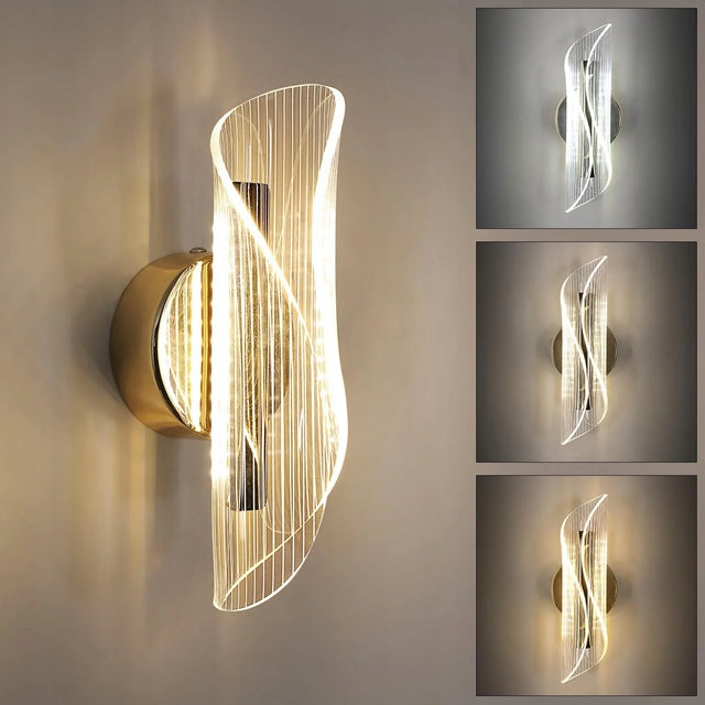 Kinkiet LED Złoty Loft Nowoczesny do Sypialni, Salonu 12W lampa ścienna, oprawa aluminiowa, zintegrowane źródło światła