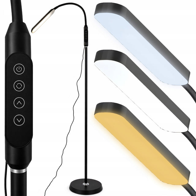 Lampa stojąca LED podłogowa 12W nowoczesna dotykowa regulowana elastyczna czarna 178 cm do salonu, sypialni, biura, kuchni i łazienki