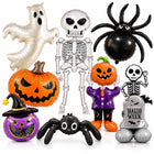 ZESTAW DEKORACJI HALLOWEEN BALONY FOLIOWE SZKIELET NIETOPERZ PAJĄK 8 szt. na przyjęcie tematyczne, dynia i duch