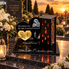 Duży Wieczny Znicz Statuetka Led Cmentarz Grób Taty Mamy Rodziców Dziadków lampion z pleksi, dwa serca, złoto-czarny
