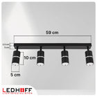 Lampa sufitowa LED szyna SPOT oprawa halogenowa 4x GU10 TUBA CZARNA srebrna aluminiowa listwa oświetleniowa, 4 punkty