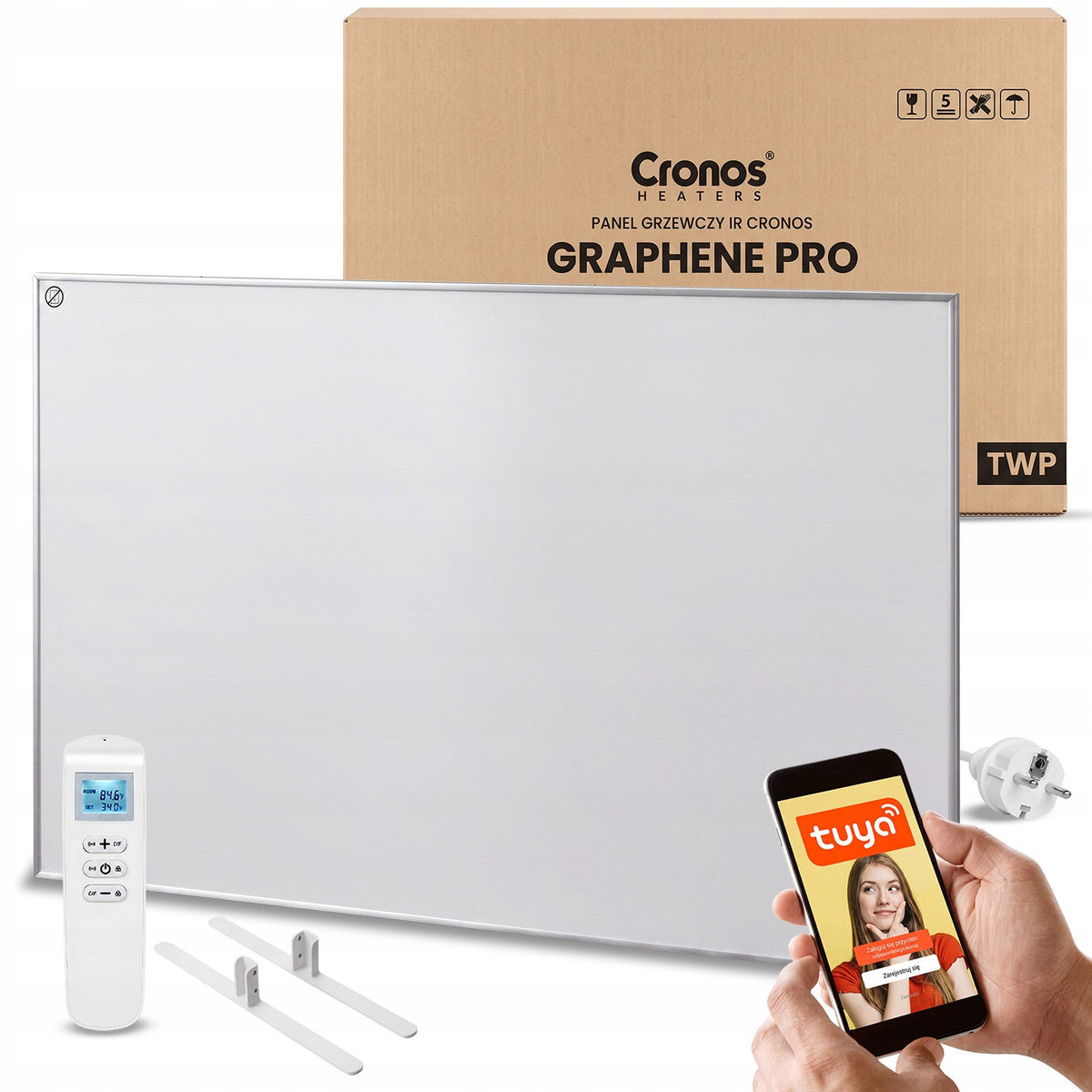 GRZEJNIK NA PODCZERWIEŃ GRAFENOWY PANEL ELEKTRYCZNY PROMIENNIK WiFi IR 750W długofalowe 750 W