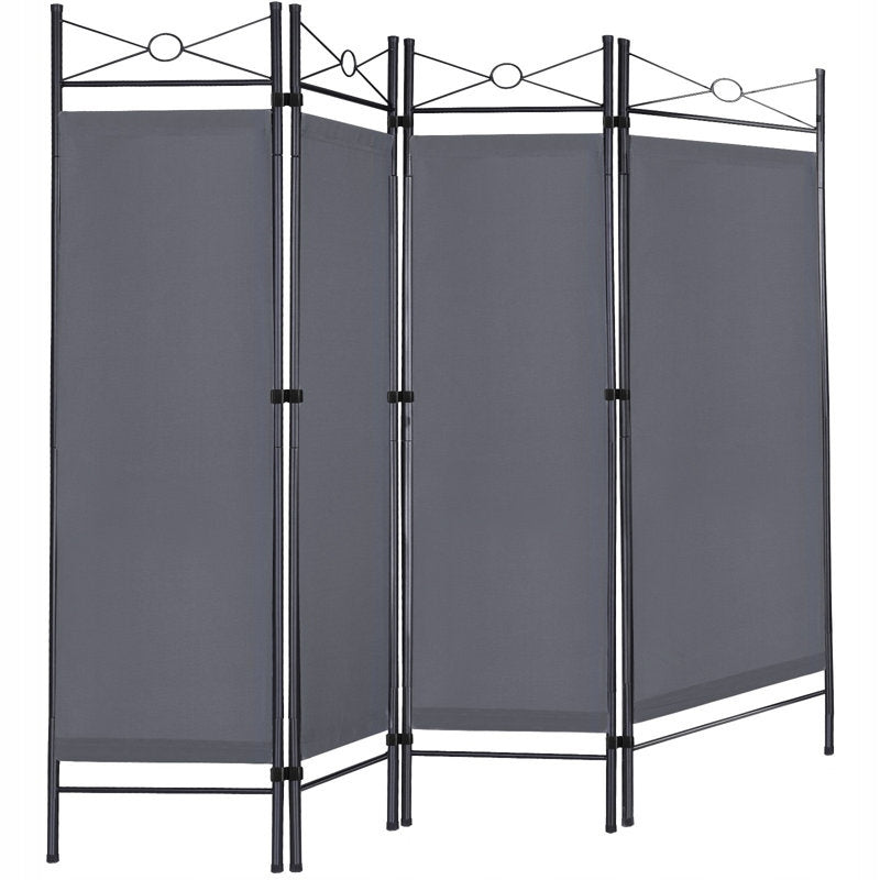 Metalowy antracyt parawan ścianka dzieląca zasłona przegroda do pokoju, osłona prywatności, 163x180 cm, białe skrzydła