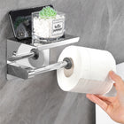 Uchwyt na papier toaletowy z półką wieszak srebrny metalowy do łazienki WC ścienne srebrny, szary