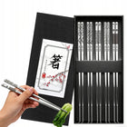 Eleganckie pałeczki do sushi wielorazowe zestaw 5PAR metalowe sztućce azjatyckie 23,5 cm, 10 sztuk