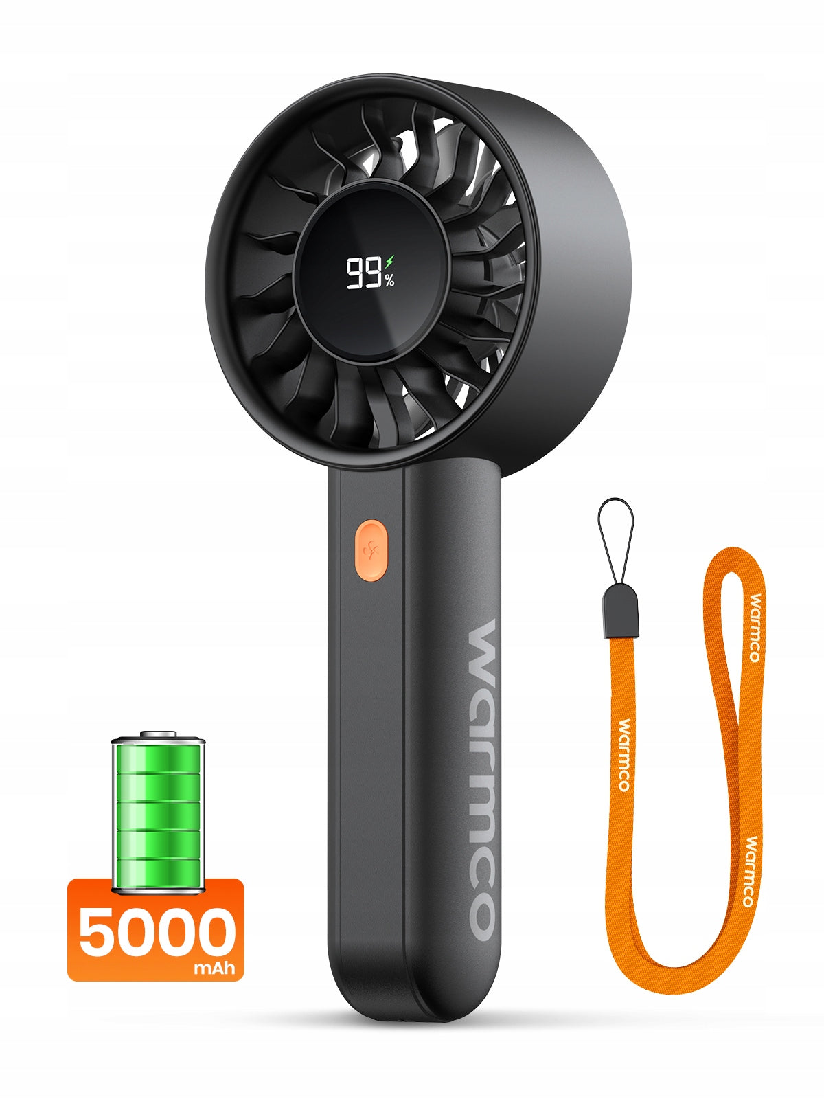 Przenośny wentylator ręczny Warmco Mini USB, cichy, 5000mAh wiatraczek składany biurkowy bezprzewodowy, 4 prędkości do