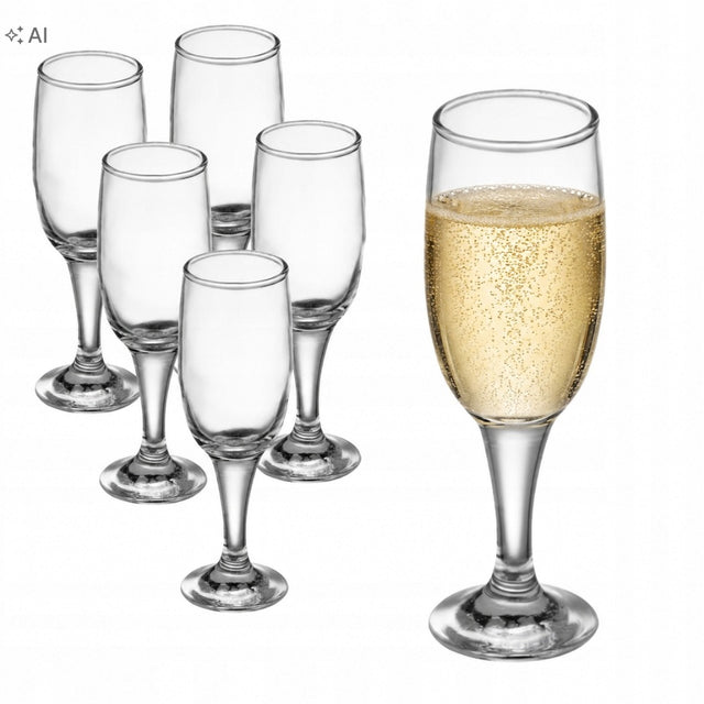 Kieliszki do szampana prosecco tango 190 ml zestaw 6 szt komplet kieliszków na przyjęcia, wesela i toasty, do wina musującego