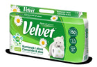 Velvet papier toaletowy Rumianek i Aloes 4x8 rolek zestaw celulozowy 3-warstwowy 150 listków biały do łazienki