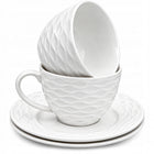 Komplet Dzbanek z Podgrzewaczem 900ml + Filiżanki 240ml Porcelana Zestaw imbryk do herbaty, czajniczek, 2 spodki