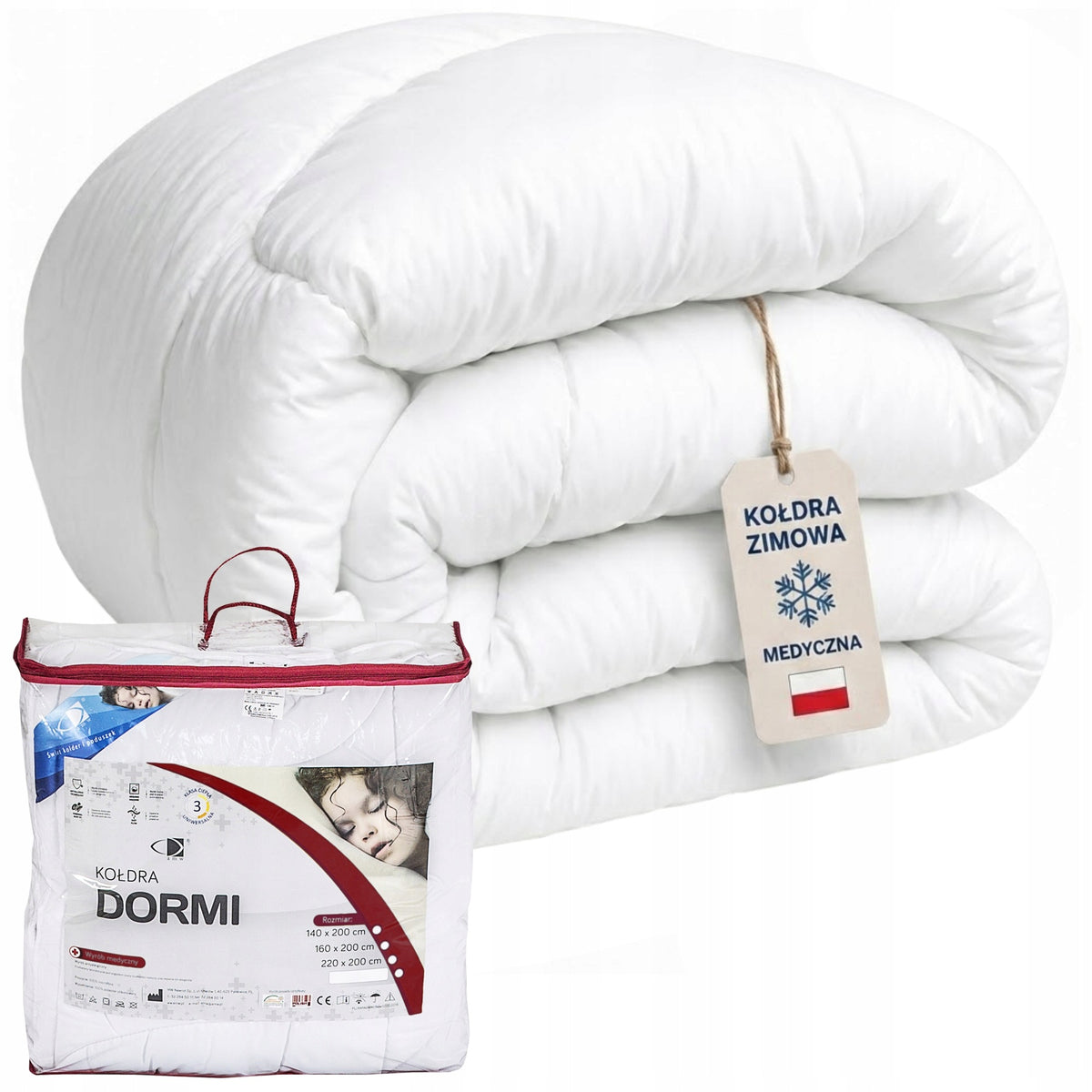 Kołdra 160x200 zimowa antyalergiczna ciepła podwójna polska Dormi duo zima do łóżka, pranie w pralce, mikrofaza