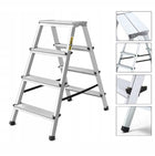 Drabina aluminiowa dwustronna 2x4 stopniowa 125 kg drabest podest podnóżek schodki do prac domowych, wysokość robocza