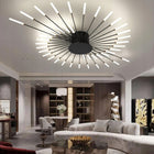 Lampa sufitowa LED żyrandol czarna wisząca do salonu nowoczesna 4500K 42W oprawa oświetleniowa metalowa 128 cm z