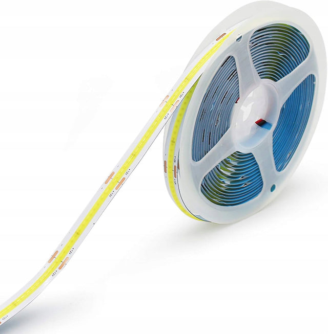 Taśma LED COB 12V biała zimna homogeniczna neon 6000K 8mm 5m 320 DIOD/1M pasek świetlny do podświetlenia wnętrz, 1000 lm, IP20