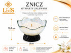 Znicz Otwarty Tradycyjny Zalewany Retro Misa z Efektem Tęczy lampion parafinowy na grób, na cmentarz, wysokość 13,5 cm
