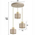 Lampa sufitowa wisząca żyrandol LED 3x E27 Beżowa złota żyrandol loft gold metalowa oprawa oświetleniowa do salonu i