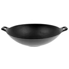 Patelnia żeliwna GŁĘBOKI WOK z dwoma rączkami 37cm INDUKCJA KUCHNIA TAJSKA naczynie do stir-fry, smażenia i dań