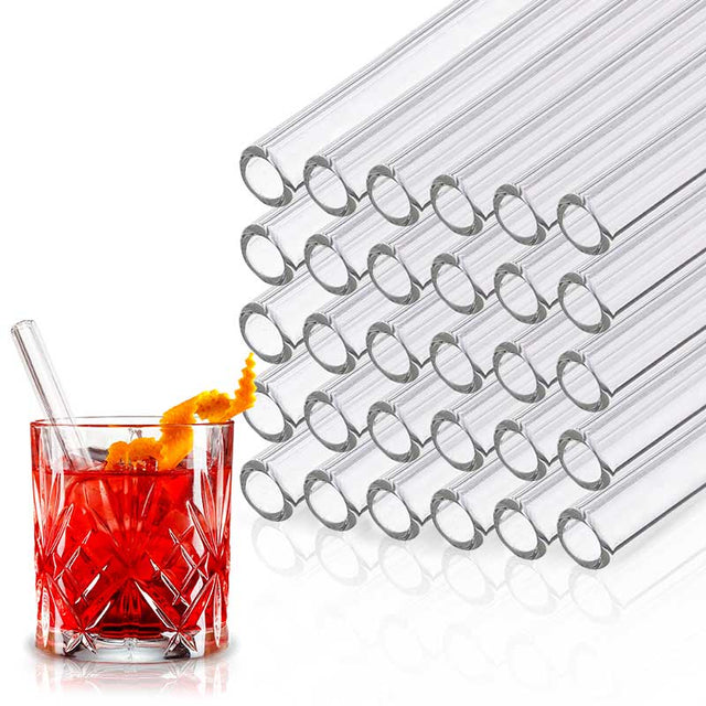 Słomki szklane rurki eko wielorazowe ekologiczne do picia koktajlowe, barmańskie, do drinków i napojów, szkło borokrzemowe, 10 szt., 8 mm, 15 cm