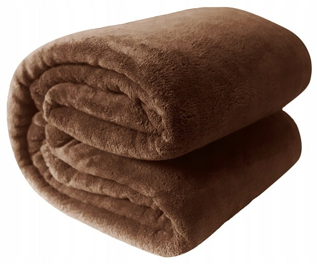 Miękki KOC polarowy 200x220 brązowy narzuta na łóżko na prezent kolory mikrofibra, certyfikat oeko-tex Standard 100, ciepłe okrycie do sypialni