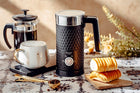 Spieniacz do mleka elektryczny podgrzewanie latte cappuccino czarny dzbanek 300 ml, pianka na zimno i ciepło, mieszadło