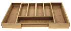 Wkład szuflady bambusowy organizer Sztućce 1218 pojemnik na noże, widelce i łyżki, 7 przegródek, biały, 43 × 31,5 cm
