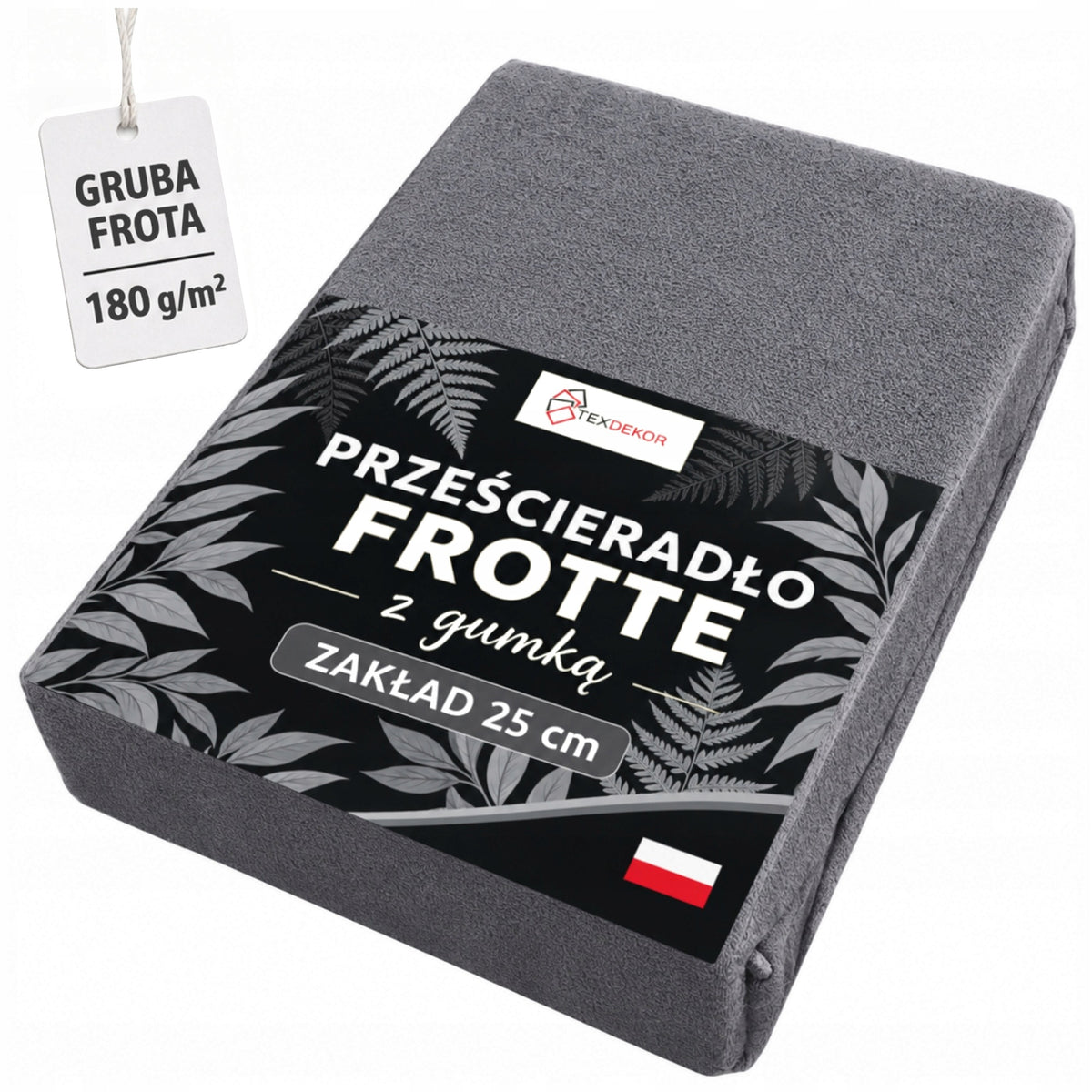 Prześcieradło frotte z gumką 160x200 grube 180 g/m² premium polskie kolory na materac do łóżka, do sypialni, do 20 cm