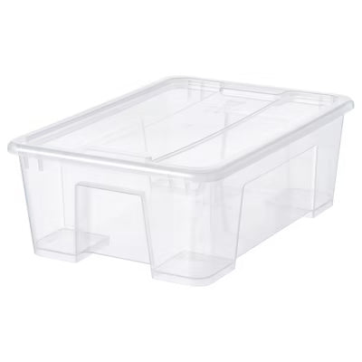 Pudełko z pokrywką przezroczysty pojemnik plastikowy do przechowywania, organizer uniwersalny 11 l, 39 x 39 x 14 cm
