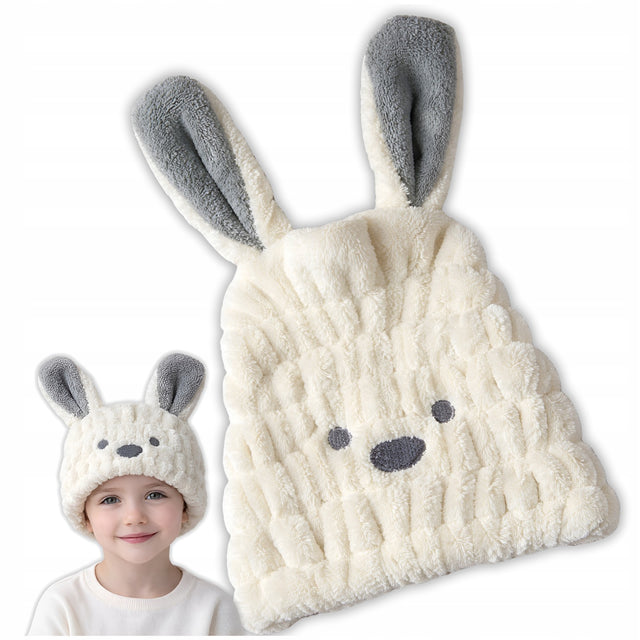 Ręcznik do włosów turban na głowę szybkoschnący miękki dla dzieci biały czapka kąpielowa z mikrofibry bez zapięcia 31 cm