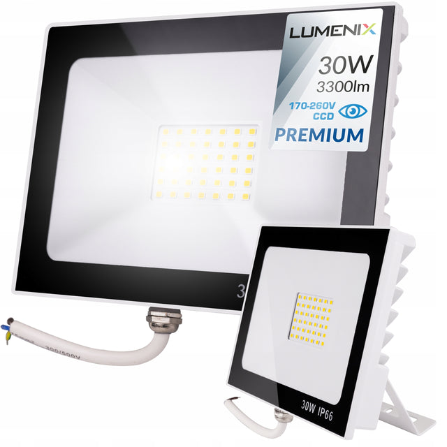 Halogen Reflektor 30W LED 3300lm Lampa Robocza Naświetlacz Wodoodporny Slim do garażu i warsztatu, neutralna barwa 4500K, IP65