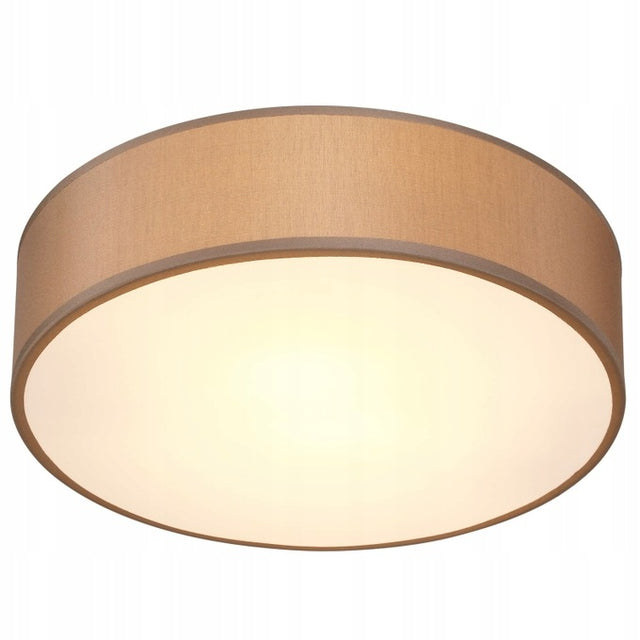 Lampa sufitowa taupe plafon tkanina 38cm oprawa do salonu i sypialni, beżowa metalowa, 1 punkt światła, gwint E27
