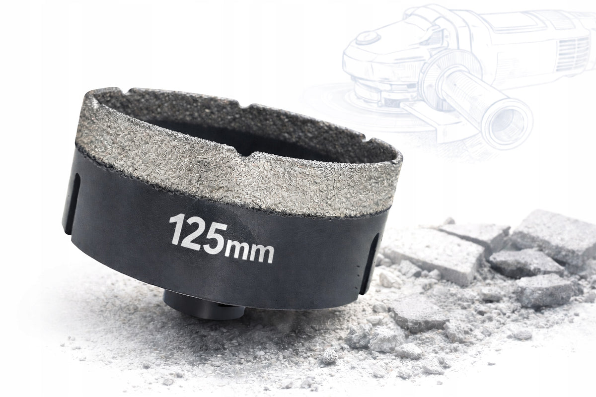 Otwornica diamentowa wiertło diamentowe 125mm koronka M14 gres glazura PRO do betonu, cegły, ceramiki, kamienia, PCV i