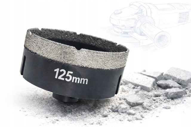 Otwornica diamentowa wiertło diamentowe 125mm koronka M14 gres glazura PRO do betonu, cegły, ceramiki, kamienia, PCV i płyt g-k