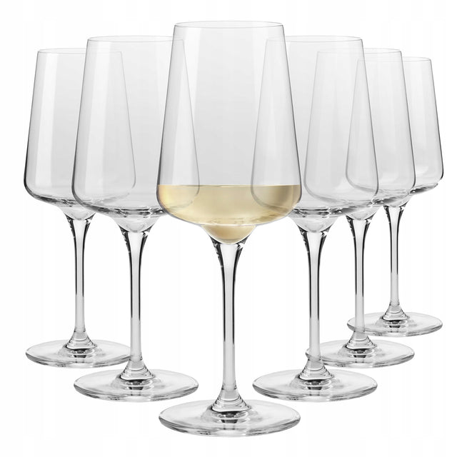 Kieliszki do białego wina infinity krosno 6x400ml szkło bezbarwne, można myć w zmywarce, naczynia do degustacji