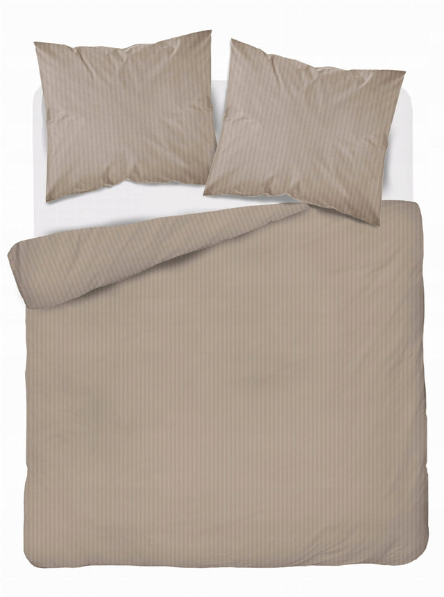 Pościel pure adamaszek paski 220X200cm taupe ciemny BEŻ premium prezent komplet do sypialni satyna bawełniana 3 części poszewki 70x80 zamek