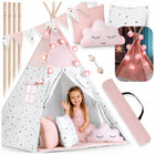 Tipi namiot wigwam dla dzieci teepee Girlanda Poduszki Stabilizator Nukido domek do zabawy, różowa kryjówka, mata