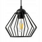Lampa Wisząca Sufitowa LED Zwis Belka Drewniana Loft Druciana Czarna 3xE27 czarny drewno