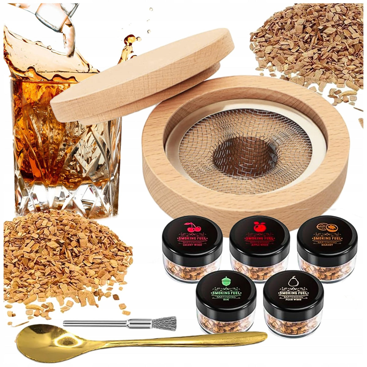 ZESTAW DO WĘDZENIA WHISKY SMOKER DREWIENKA AROMA PREZENT DZIEŃ CHŁOPAKA aromatyzowanie drinków i koktajli, akcesoria