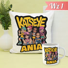 Zestaw poduszka kubek z imieniem kpop katseye chaos tour girlsband prezent gadżet dekoracyjny z nadrukiem, upominek dla