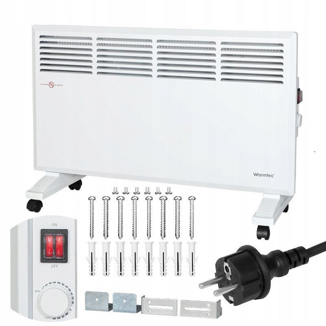 Grzejnik elektryczny z termostatem energooszczędny konwektorowy EWN-2000W 730 mm 400 mm grzewcza biały