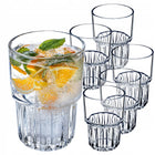 SZKLANKI DO NAPOJÓW ZIMNYCH 320ml DRINKÓW ZESTAW SZKLANEK RYFLOWANE 6szt do wody, soków i lemoniady, bezbarwne, do