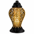 Znicz szklany duży lampion ażurowy Z10 złoty 36 cm na Wszystkich Świętych lampka nagrobna LED, ozdoba na grób