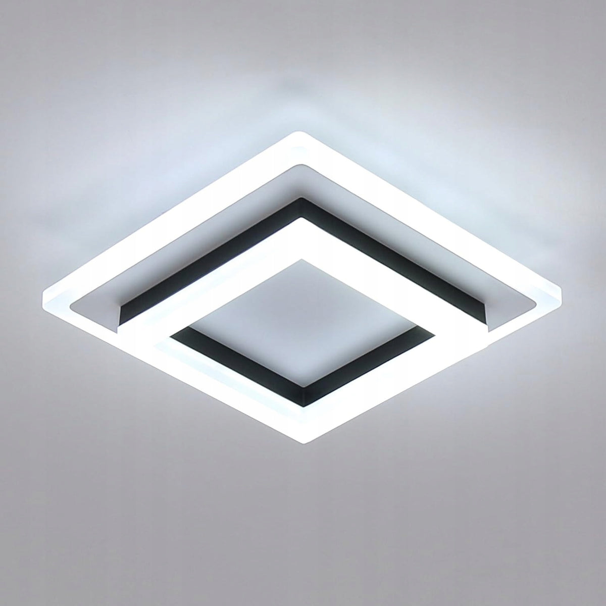 Lampa Sufitowa LED Plafon Czarna Kwadratowa Nowoczesna do Salonu 24W 6500K oprawa z wbudowanym źródłem światła zimna