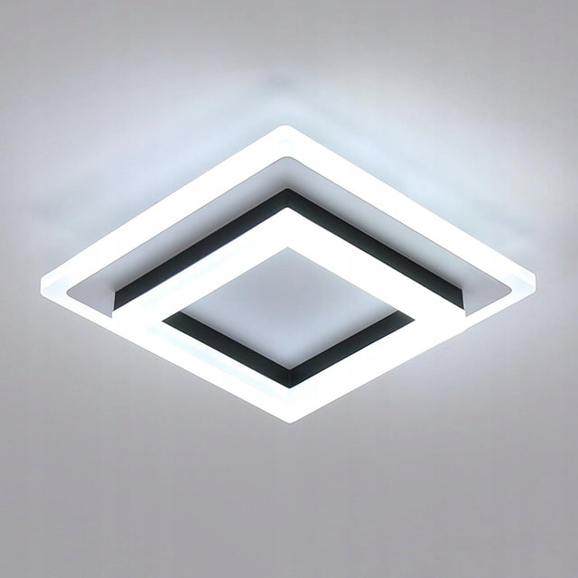Lampa Sufitowa LED Plafon Czarna Kwadratowa Nowoczesna do Salonu 24W 6500K oprawa z wbudowanym źródłem światła zimna biel szerokość 20 cm