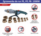 DEDRA Zgrzewarka do rur 16-63mm termostat do prac hydraulicznych, 1500 W, 300°C, walizka w zestawie