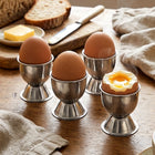 4x Podstawki STALOWE metalowe kieliszki stojaki na jajko jajka do jajek srebrne egg cup, akcesoria śniadaniowe do
