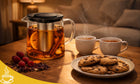 Dzbanek do herbaty szklany zaparzacz ze szkła 1500ml czajnik żaroodporny imbryk do kawy, przezroczysty, brązowy