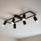 Lampa sufitowa natynkowa ruchoma 6xGU10 oprawa halogenowa LED spot czarna plafon metalowy regulowane reflektory do