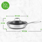 PATELNIA STALOWA NIERDZEWNA Z POKRYWKĄ 30 CM NIEPRZYWIERAJĄCA NUTRICHEF wok do smażenia i duszenia potraw