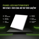 Panel LED Plafon 60x60cm 40W 5400 Lm Natynkowy 130Lm/W lampa sufitowa kwadratowa biała, neutralna barwa światła