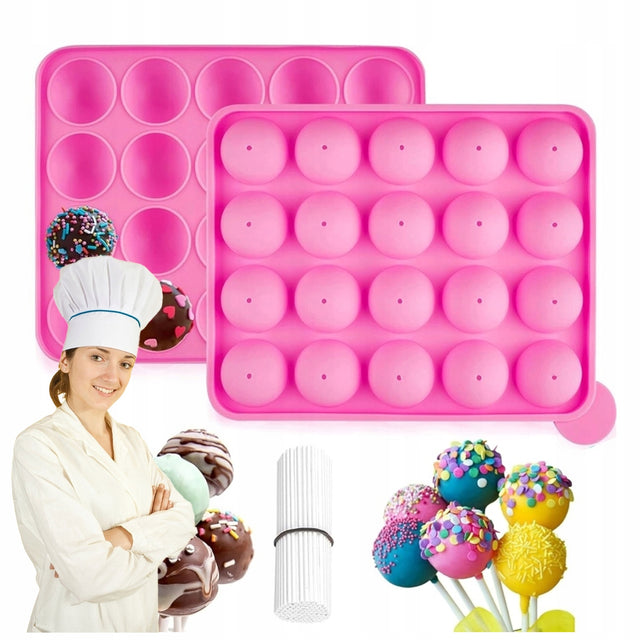 Forma silikonowa do lizaków lodów żelków cake pops + patyczki do lizaków foremka cukiernicza na domowe desery i mrożone słodkości